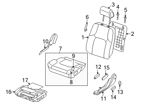 2011 Nissan Pathfinder Front Seat Components ESCUTCHEON Diagram for 87382-ZS00A