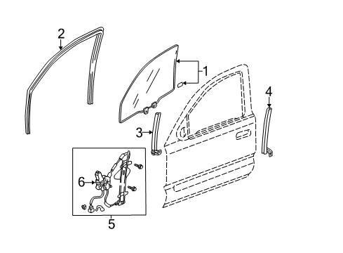 2006 Honda CR-V Front Door - Glass & Hardware Sash, L. FR. Door Center (Lower) Diagram for 72271-S9A-003