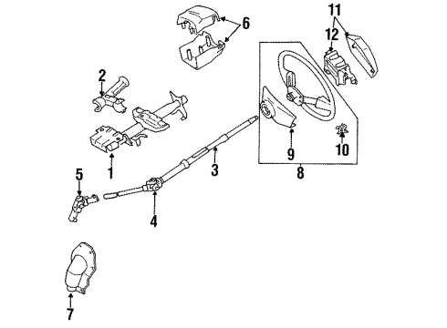 1988 Toyota Corolla Steering Column, Steering Wheel & Trim, Steering Gear & Linkage Pad Assembly Diagram for 45130-02021-J9