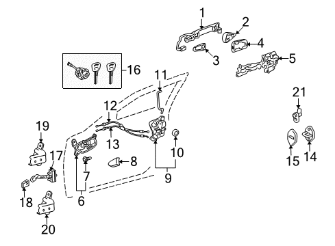 2008 Lexus IS F Front Door Front Door Outside Handle Assembly, Right Diagram for 69210-53040-J4