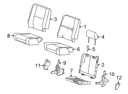 2007 Chevrolet Silverado 2500 HD Rear Seat Components Cushion Cover Diagram for 15914809