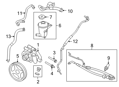 2009 Ford F-150 P/S Pump & Hoses, Steering Gear & Linkage Return Hose Diagram for 9L3Z-3A713-E