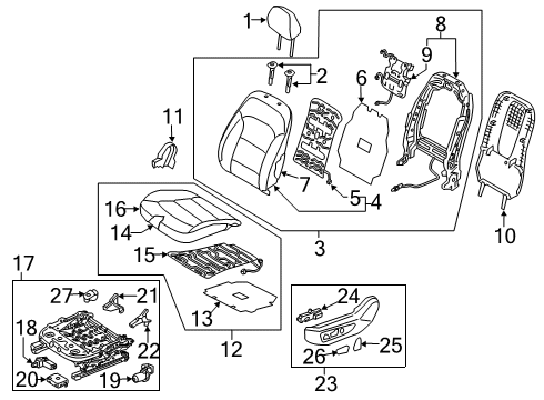 2019 Hyundai Elantra Driver Seat Components Pad Assembly-Front Seat Cushion, LH Diagram for 88150-F2001