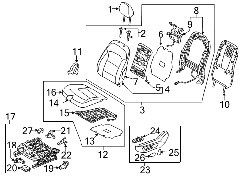 2019 Hyundai Elantra Driver Seat Components Heater-Front Seat Cushion, LH Diagram for 88190-F2000