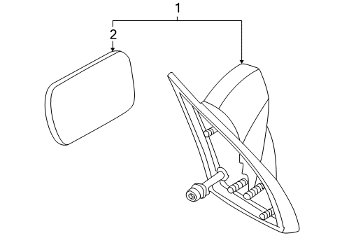 2003 Pontiac Aztek Outside Mirrors Glass, Outside Rear View Mirror Diagram for 88896418