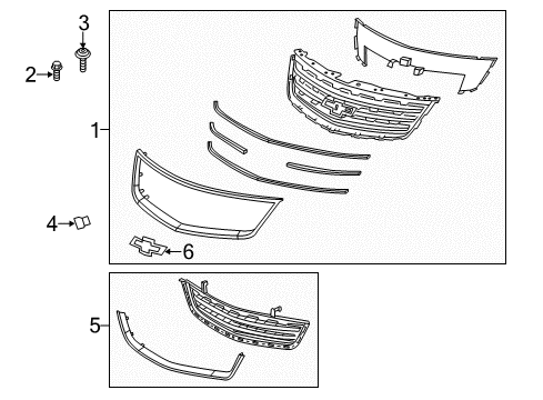 2015 Chevrolet Traverse Grille & Components Upper Grille Diagram for 23302974