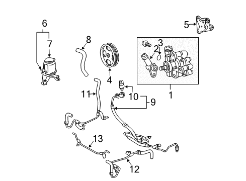 2006 Lexus GX470 P/S Pump & Hoses, Steering Gear & Linkage Pressure Hose Diagram for 44413-35010