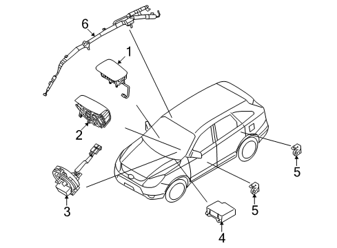 2011 Hyundai Veracruz Air Bag Components Clock Spring Contact Assembly Diagram for 93490-3J400