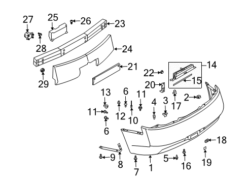 2005 Infiniti G35 Rear Bumper Bolt Diagram for 01121-07331