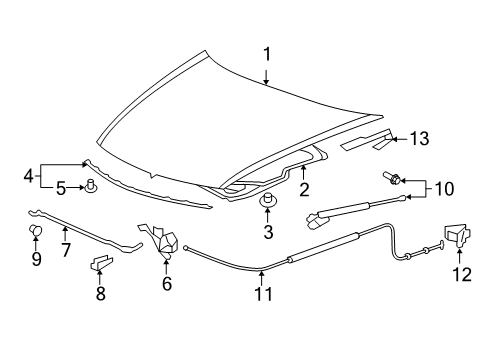 2012 Honda Accord Hood & Components Rubber, Hood Seal Diagram for 74148-TE0-A00