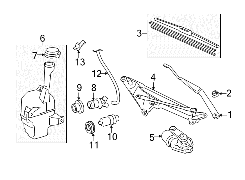 2007 Toyota Camry Wiper & Washer Components Wiper Blade Diagram for 85222-YZZ02