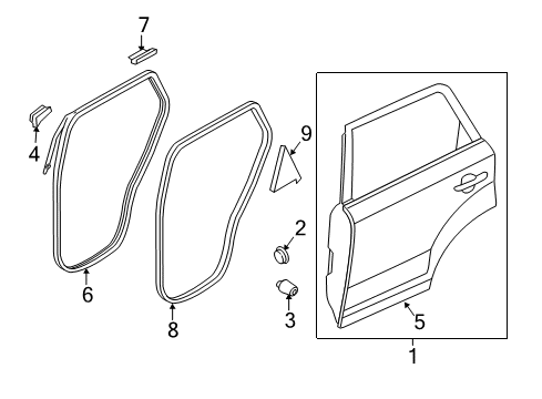 2012 Kia Sorento Rear Door Cover Assembly-Rear Door Fra Diagram for 839102P000