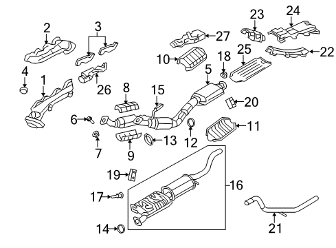 2004 Ford Explorer Exhaust Components Muffler & Pipe Diagram for 4L2Z-5230-AB