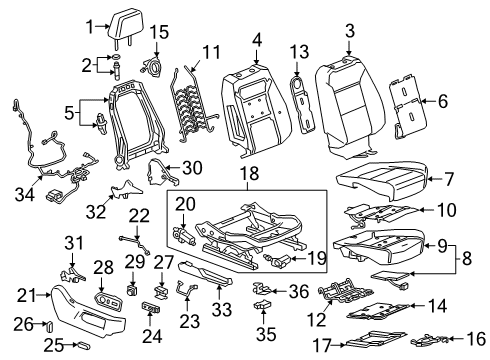 2020 GMC Sierra 1500 Passenger Seat Components Support Spring Diagram for 13522532