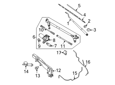 2005 Nissan Xterra Wiper & Washer Components Windshield Wiper Arm Assembly Diagram for 28881-EA000