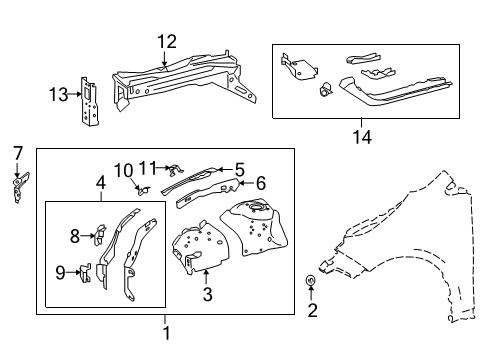 2022 Toyota Corolla Structural Components & Rails Reinforcement Diagram for 53746-02010