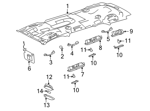 2004 Chevrolet Trailblazer EXT Interior Trim - Roof Coat Hook Diagram for 15013075