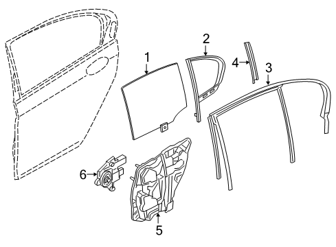 2021 BMW 530i Rear Door Window Guide Web, Left Diagram for 51357384943