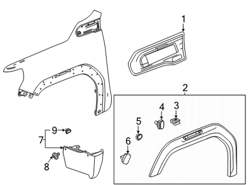 2020 GMC Sierra 3500 HD Exterior Trim - Fender Mud Guard Diagram for 84660784