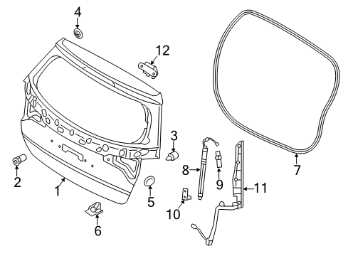 2015 Kia Sorento Lift Gate Weatherstrip-Tail Gate Opening Diagram for 873212P500