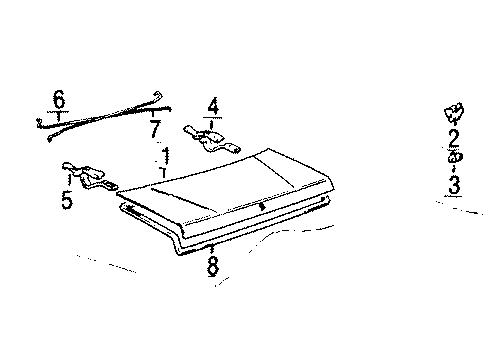 1986 Toyota Cressida Trunk Lid Weatherstrip, Luggage Compartment Door Diagram for 64461-22120