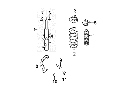 2006 Infiniti G35 Struts & Components - Front Nut Diagram for 55269-2Y000