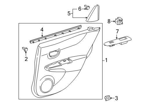 2015 Toyota Yaris Rear Door Door Trim Panel Diagram for 67630-0DE00-20