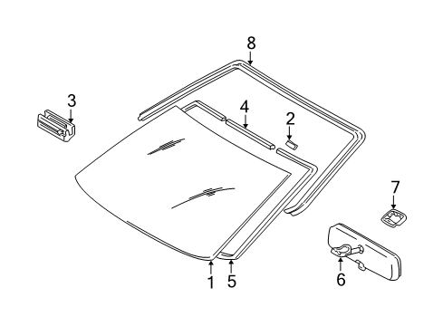 2006 Scion xB Windshield Glass, Reveal Moldings Mirror Inside Cover Diagram for 87834-20080-B6