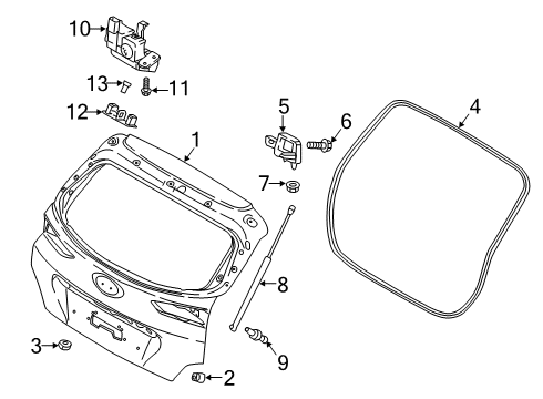 2020 Hyundai Kona Gate & Hardware Weatherstrip-Tail Gate Opening Diagram for 87321-J9000