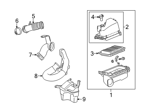 2009 Toyota Matrix Powertrain Control Hose Assembly, Air Clean Diagram for 17880-0T040