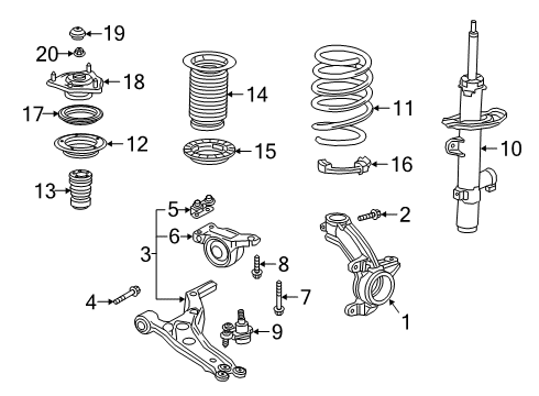 2021 Acura RDX Front Suspension Components Rubber, Left Front Spring Mount (Upper) Diagram for 51403-TBA-A02