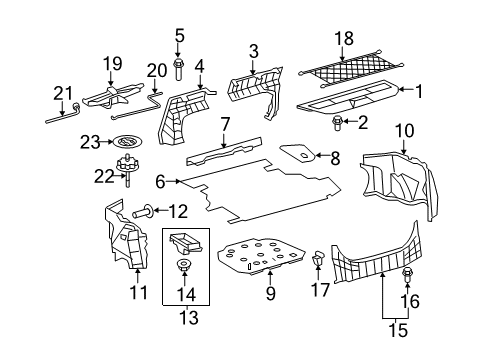 2007 Toyota Camry Interior Trim - Rear Body Floor Cover Diagram for 64711-06060-C0