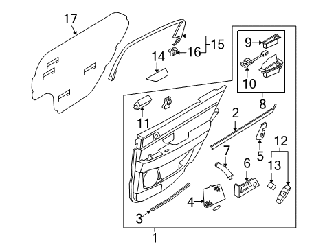 2008 Kia Amanti Interior Trim - Rear Door GARNISH Assembly-Rear Door Diagram for 833323F00327