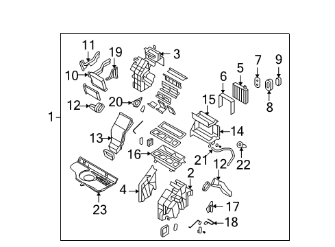 2012 Hyundai Santa Fe Air Conditioner Core & Seal Assembly-Heater Diagram for 97138-2B005
