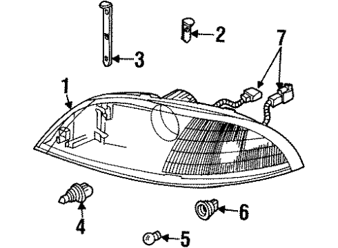 2000 Ford Windstar Fog Lamps Headlamp Assembly Retainer Clip Diagram for XF2Z-13N129-AA