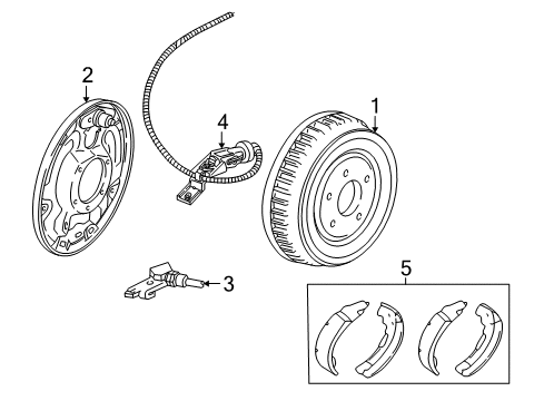 2002 Ford Ranger Rear Brakes Wheel Cylinder Diagram for 1L5Z-2261-GA