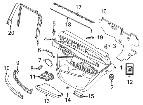 2022 BMW X4 Interior Trim - Rear Door ARMREST MERINO LEATHER, LEFT Diagram for 51418097031