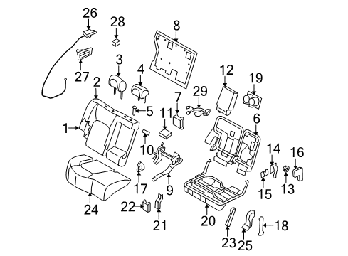 Diagram for 2014 Nissan Murano Rear Seat Components 