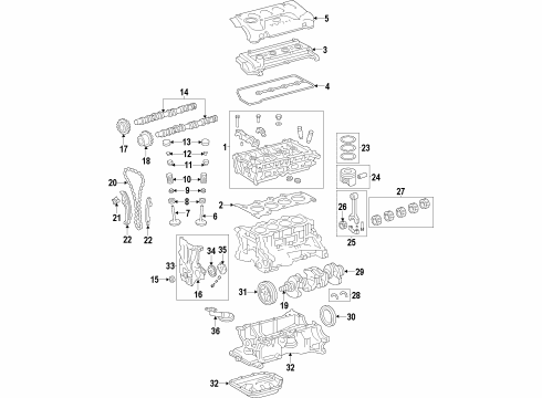 2011 Toyota Camry Engine Parts, Mounts, Cylinder Head & Valves, Camshaft & Timing, Oil Pan, Oil Pump, Balance Shafts, Crankshaft & Bearings, Pistons, Rings & Bearings Exhaust Gear Diagram for 13070-0V020