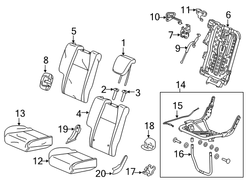2017 Honda Fit Rear Seat Components Pad, R. RR. Seat Cushion Diagram for 82137-T5R-A11