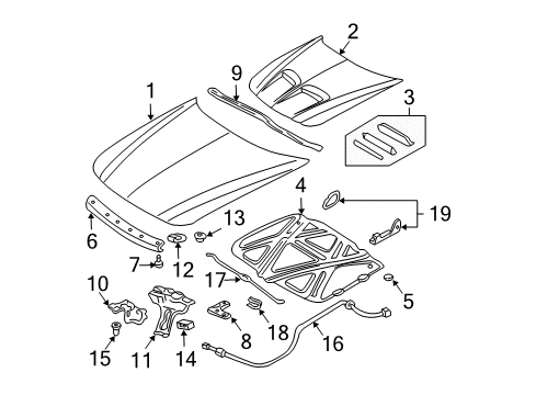 2005 Pontiac Grand Am Hood & Components Cable, Hood Primary Latch Release Diagram for 22664351