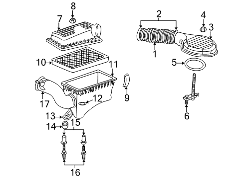 1998 Dodge Durango Filters Latch-Air Cleaner Diagram for 5277576