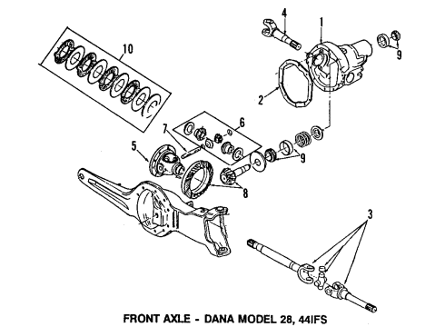 1995 Ford F-150 Front Axle, Differential, Propeller Shaft Differential Carrier Diagram for F2TZ3010B