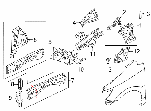 2014 Nissan Quest Structural Components & Rails Cover-Front Under, LH Diagram for 64839-1AA0A