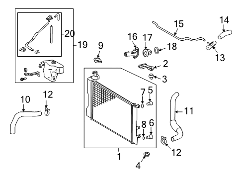 2012 Toyota Matrix Radiator & Components Radiator Assembly Diagram for 16410-0H251