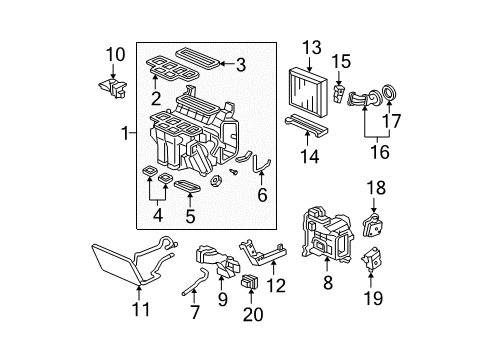 2010 Honda Ridgeline A/C & Heater Control Units Heater Sub-Assy. Diagram for 79106-SJC-A03