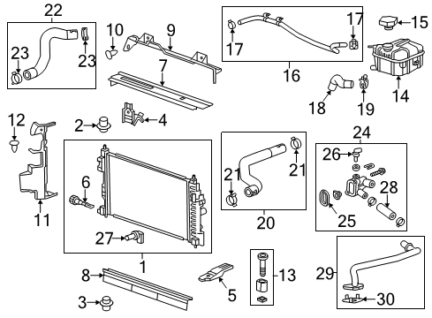 2016 Chevrolet Malibu Limited Powertrain Control Radiator Upper Bracket Diagram for 13256220