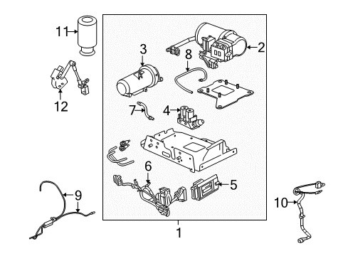 2008 Hummer H2 Auto Leveling Components Compressor Asm-Auto Level Control Air Diagram for 20803372