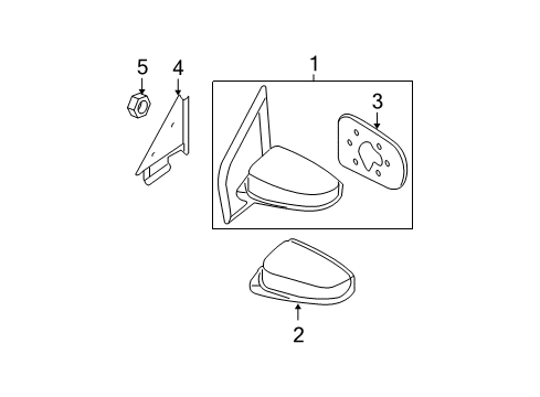 2012 Nissan Sentra Outside Mirrors Mirror Assembly-Door, LH Diagram for 96302-ET03E