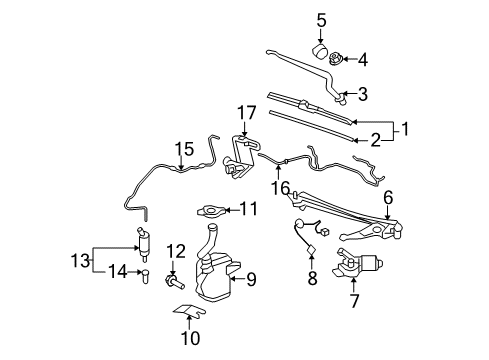 2010 Cadillac DTS Wiper & Washer Components Arm Asm-Windshield Wiper Diagram for 25753760